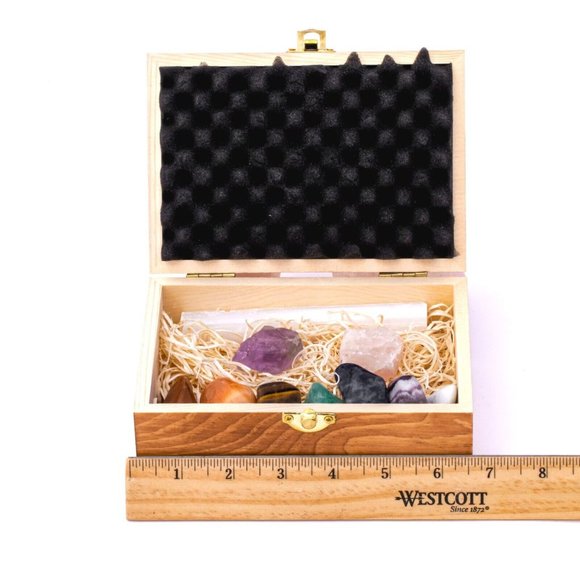 Chakra Healing Gift Box Selenite Amethyst Rose Quartz Tiger Eye Aventurine - Picture 4 of 5